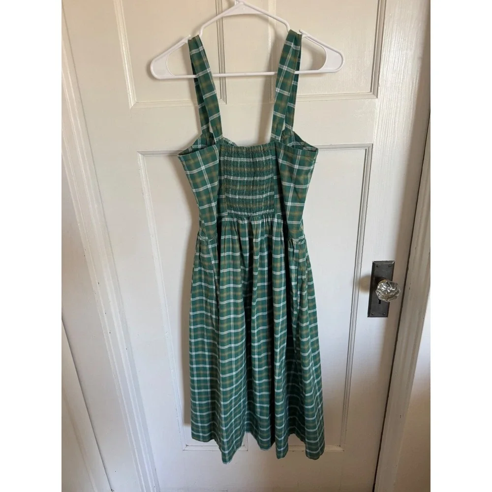 Free People Laters Baby green plaid midi dress size xs - Picture 7 of 12